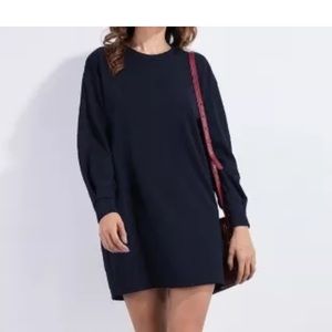Women's Casual Navy Blue Long Sleeved Mini Dress
